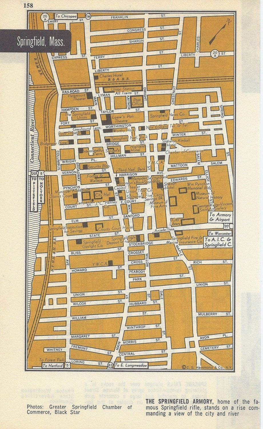 Buy 1950s Springfield Massachusetts Map Vintage City Street Plan Online In India Etsy