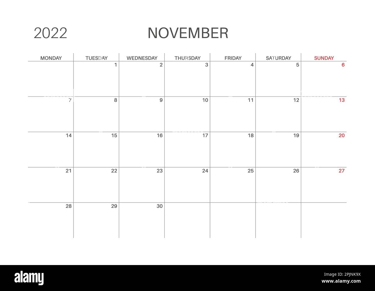 November Month Calendar Printable