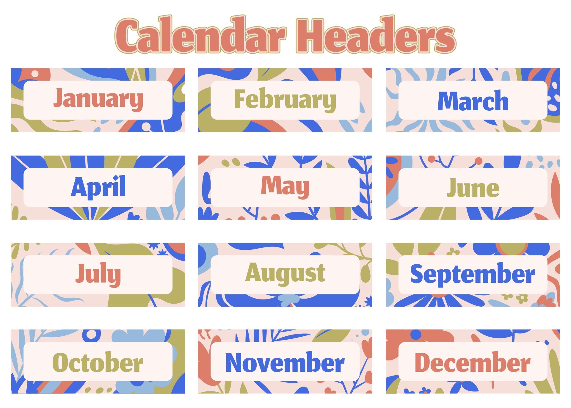 Calendar Headers Months 10 Free PDF Printables Printablee