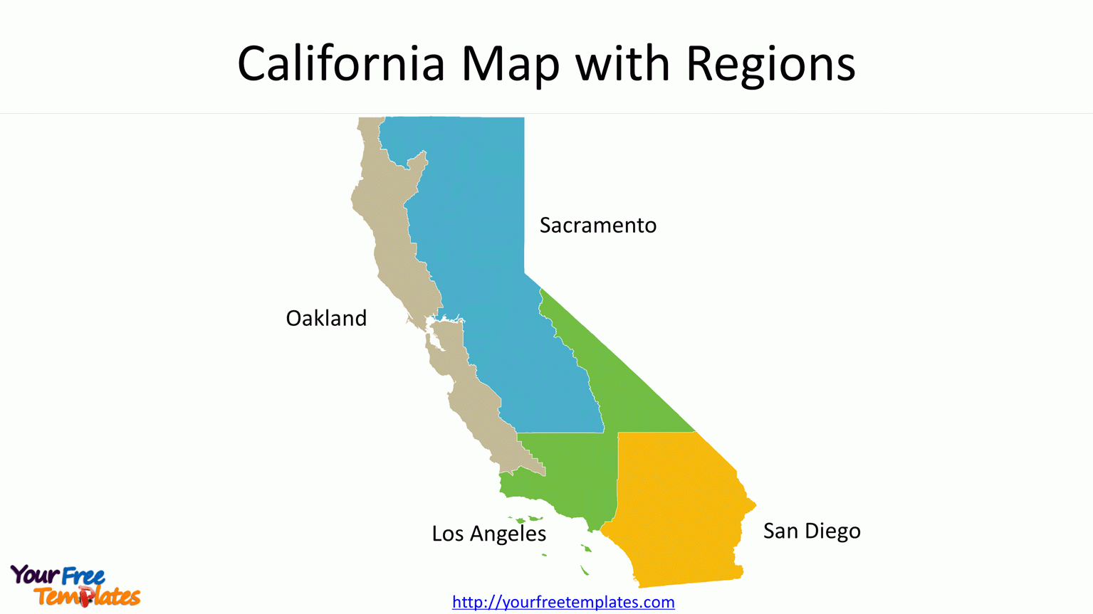 California Map with Regions 10 Free PowerPoint Template