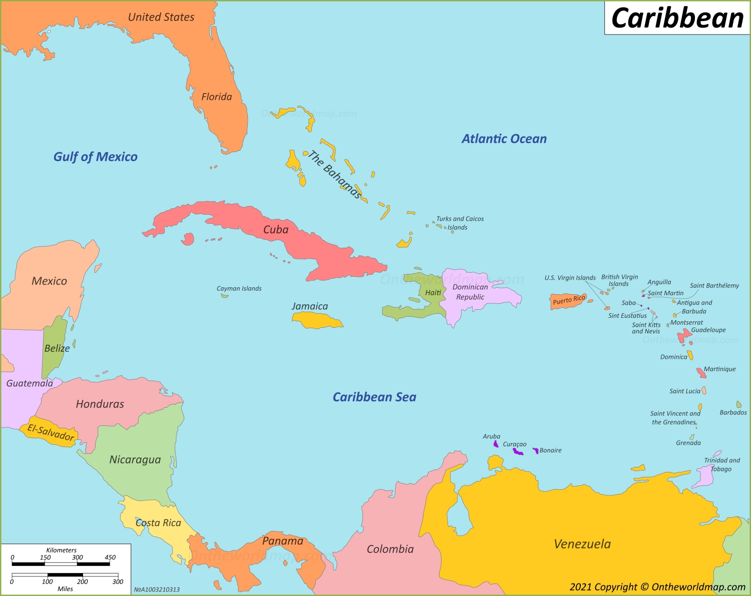 Printable Map Caribbean Islands