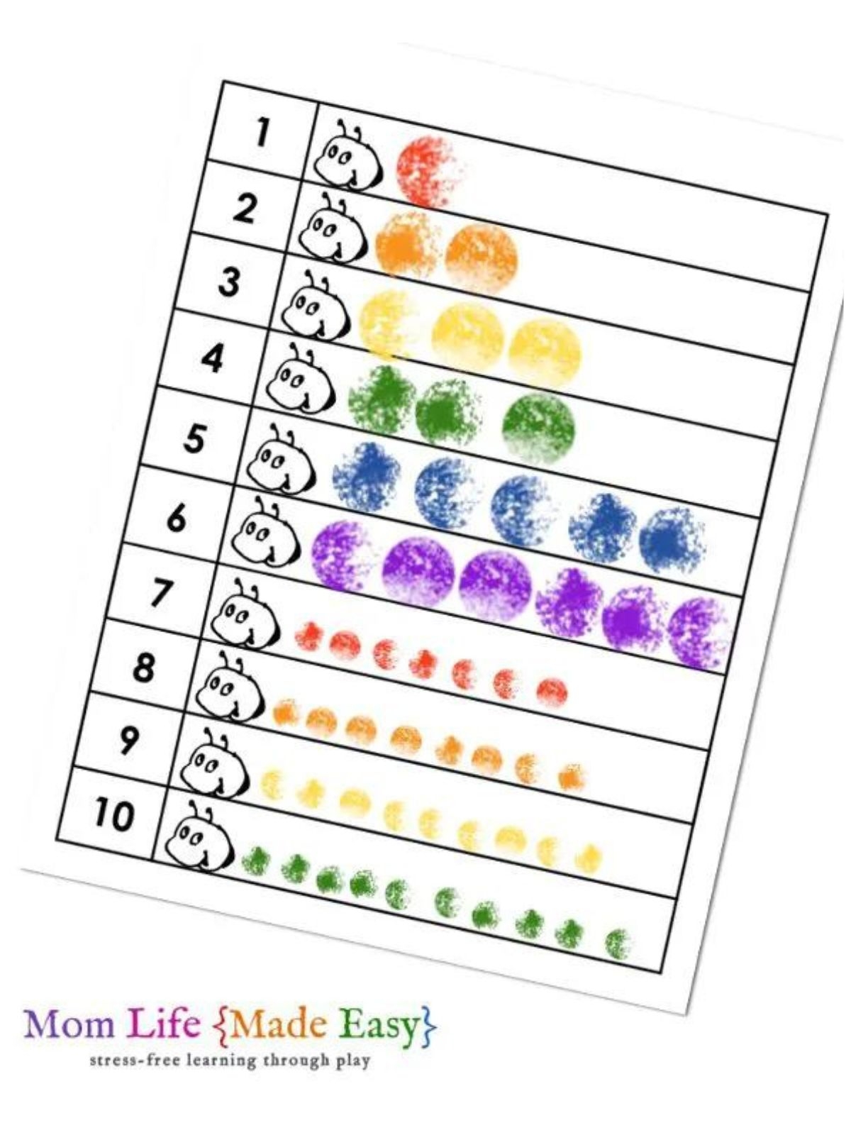Printable Caterpillar Counting Worksheet
