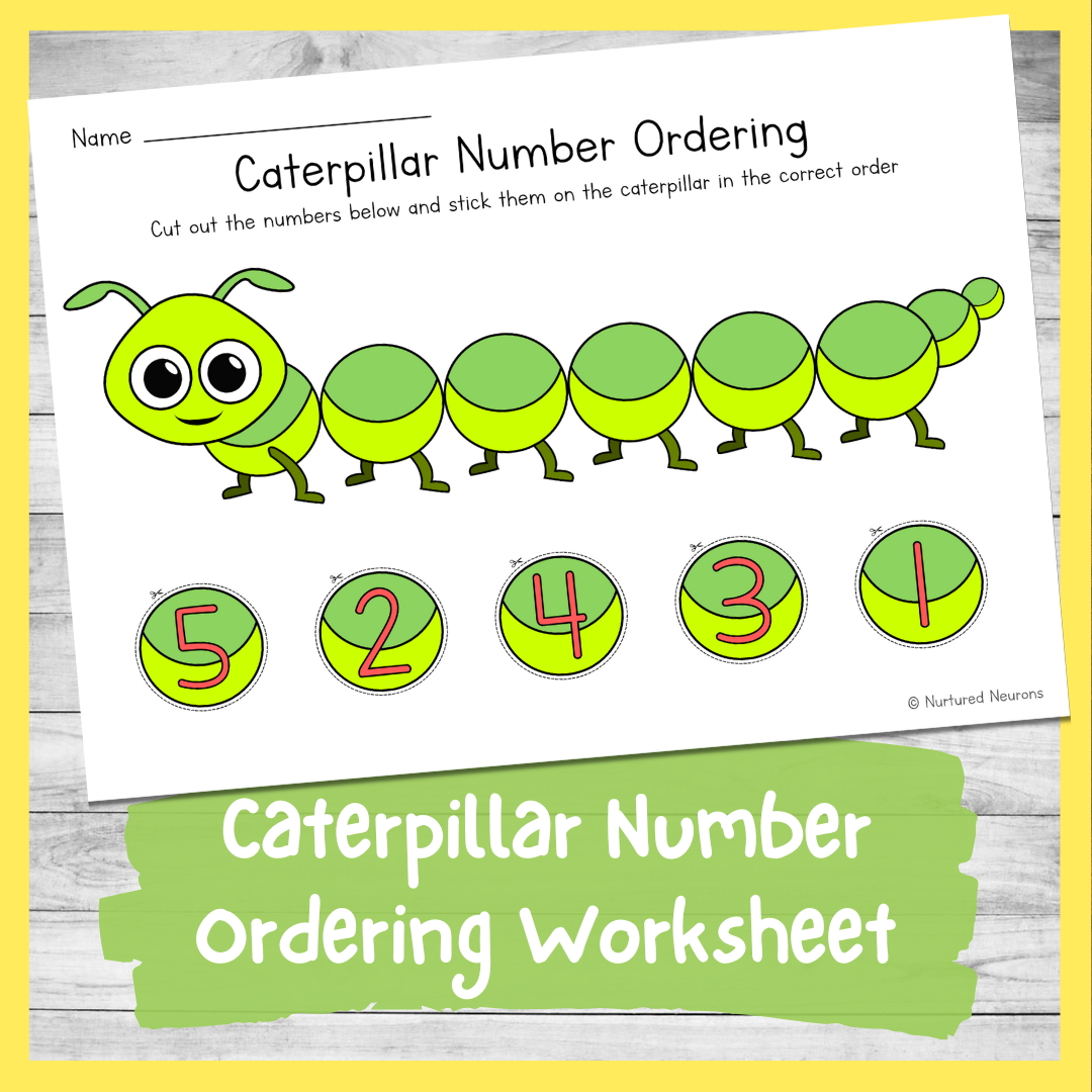 Caterpillar Number Ordering Worksheet 1 5 Cut And Stick Nurtured Neurons