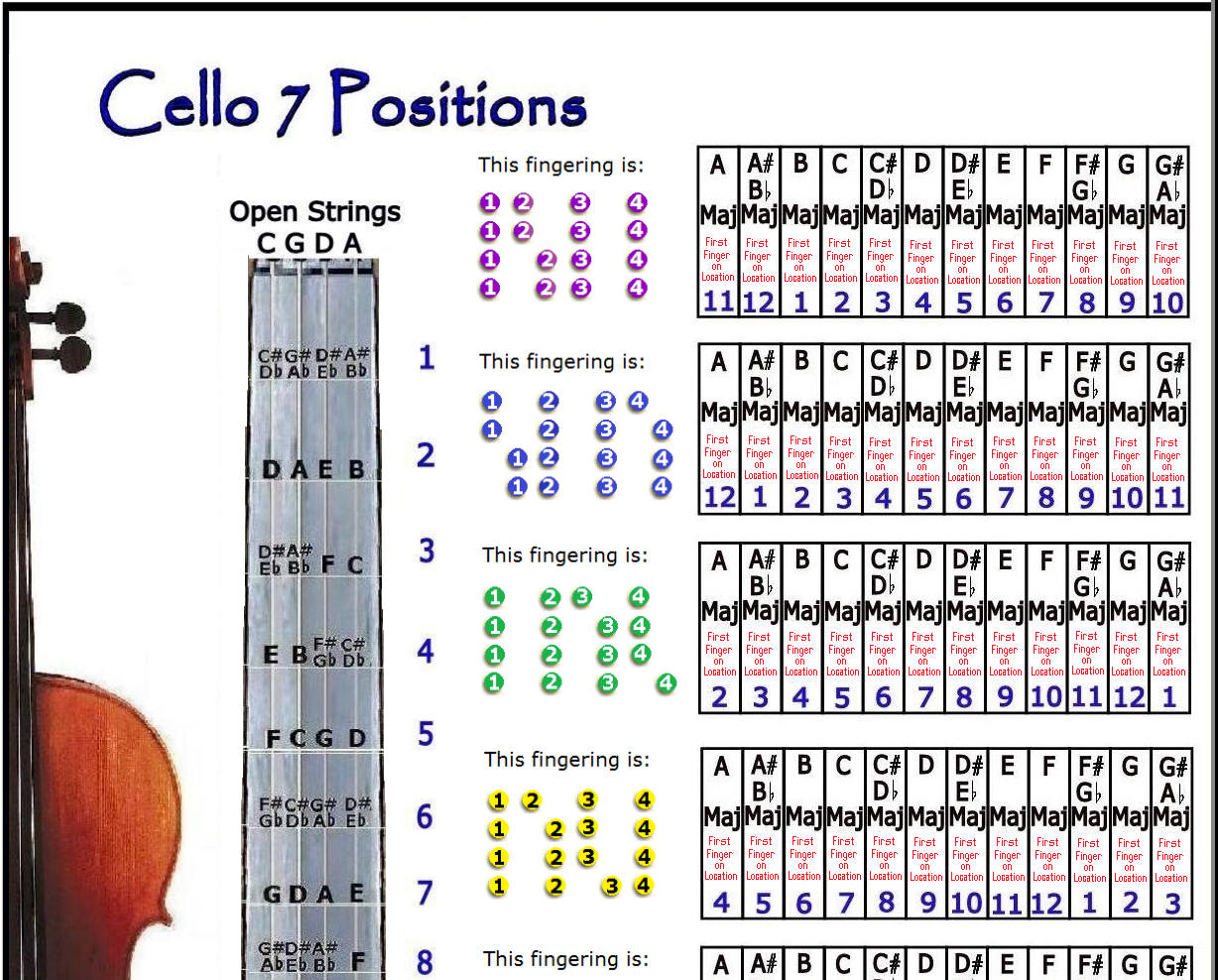 Cello Instrument Printable Cello Fingerboard Chart Cello Accessories For Beginners