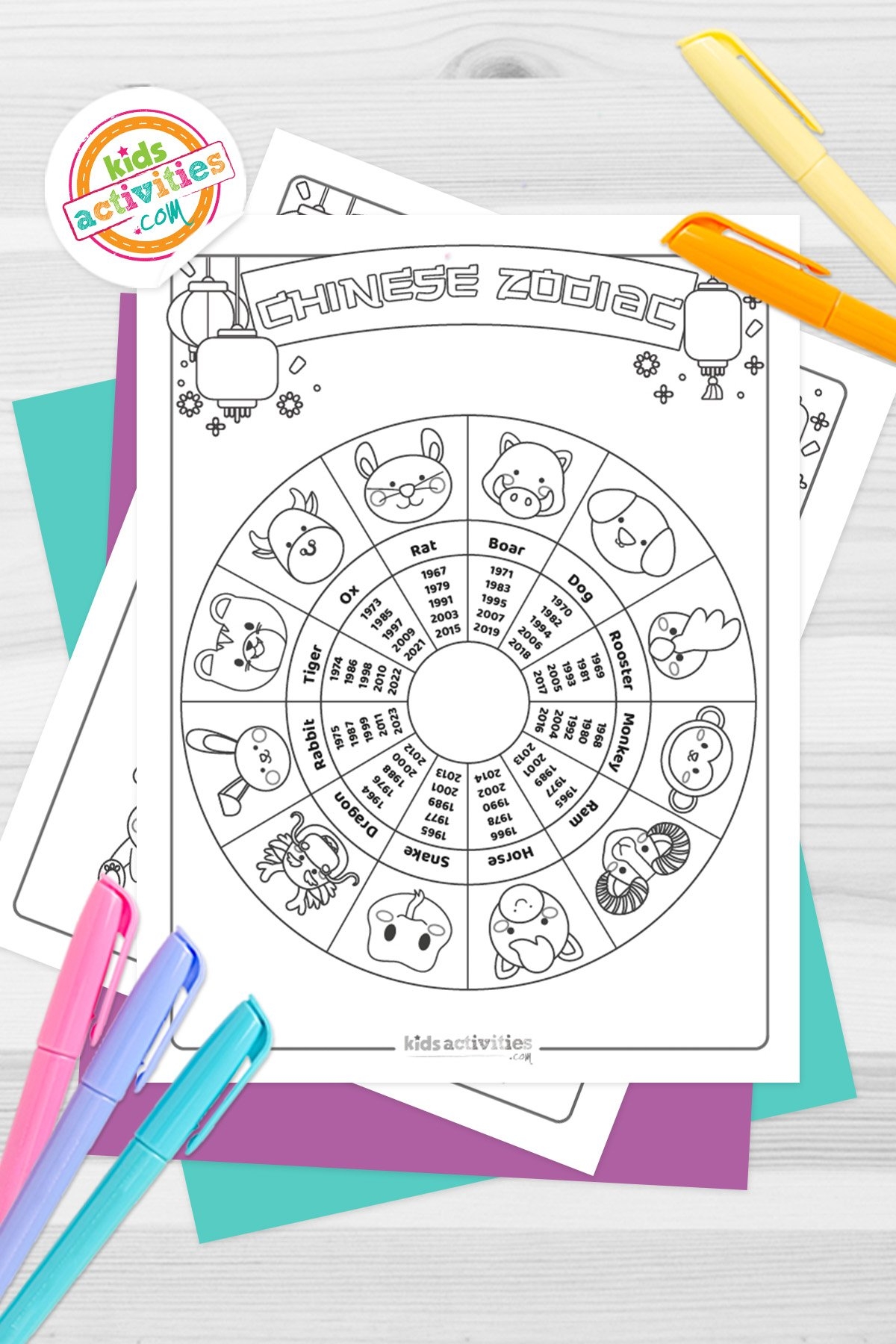 Chinese Zodiac Printables To Color Kids Activities Blog