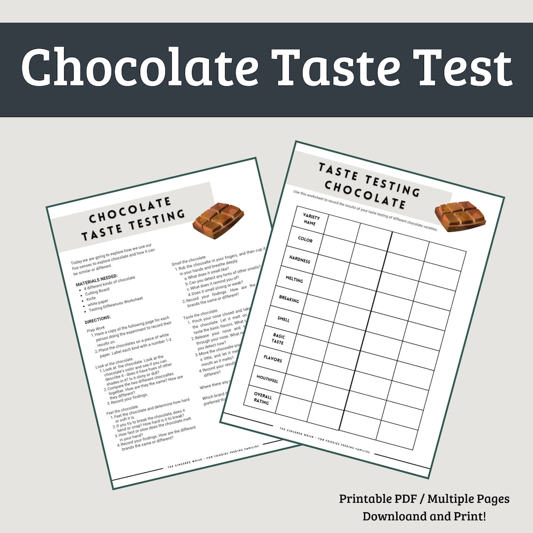 Chocolate Taste Test Activity Printable Worksheet Etsy