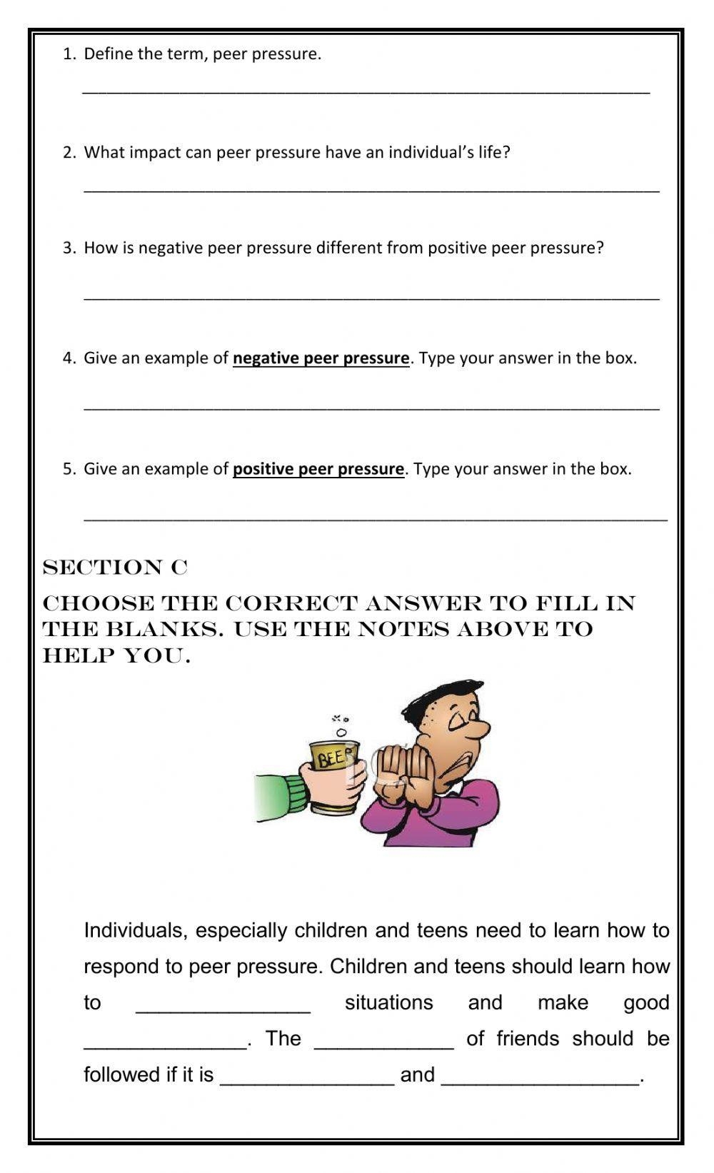 Choices Peer Pressure Worksheet Worksheets Library