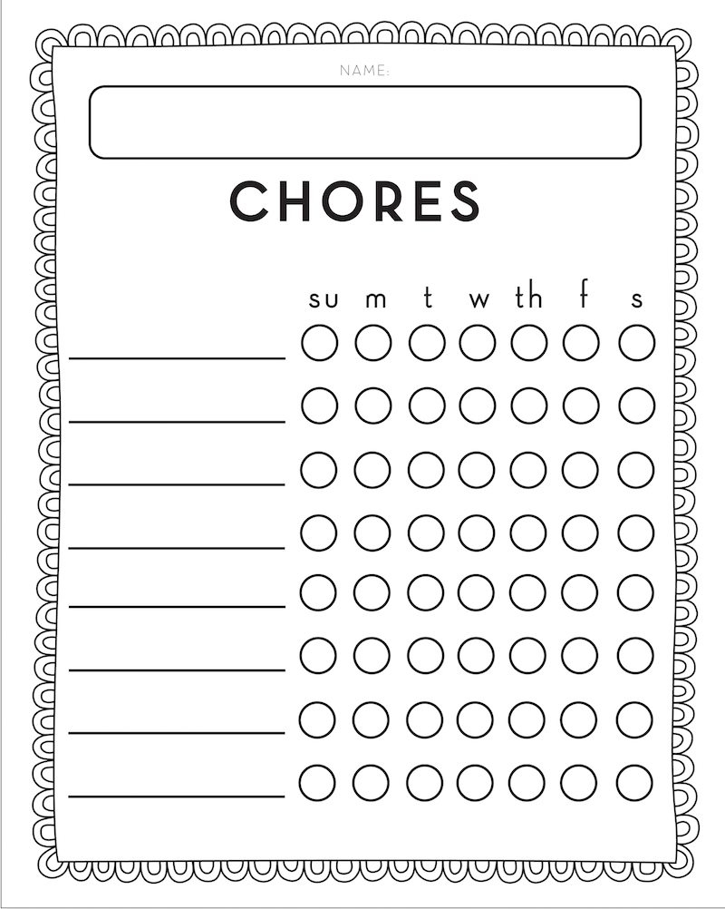 Chore Chart Printable Pdf Free