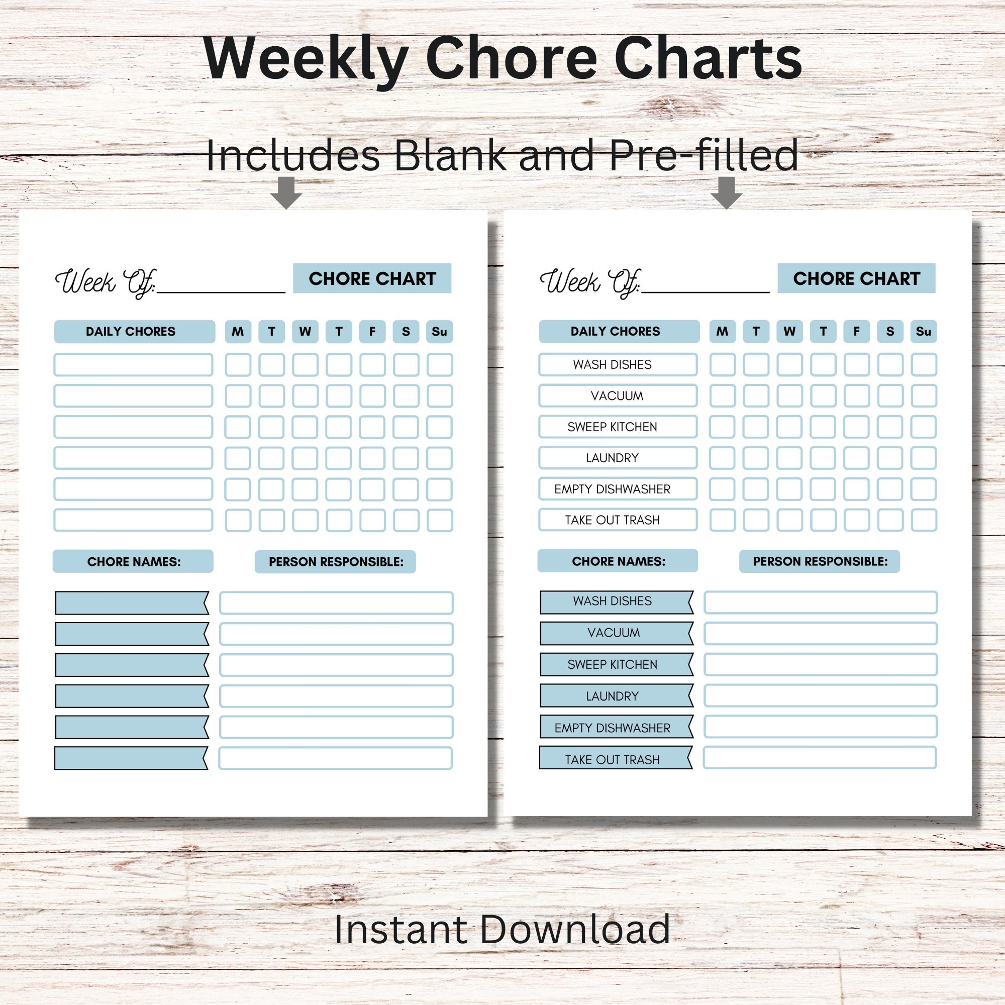 Chore Chart Printable Daily Chore Chart Couples Chore Chart Family Chore Chart Printable PDF Chore Chart For Roommates Weekly Chores Etsy