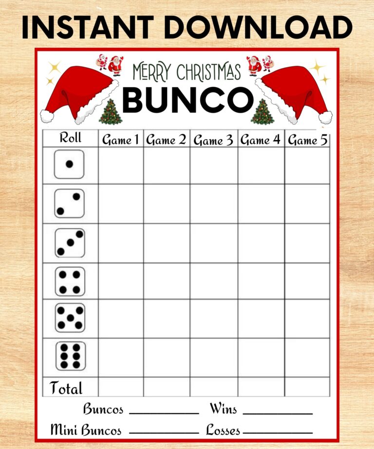 Christmas Bunco Game Printable Score Cards Tally Sheet PDF Download Etsy Norway