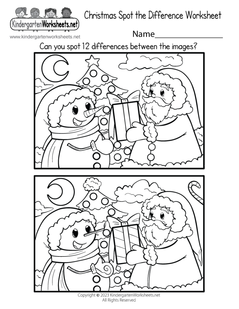 Christmas Spot The Difference Worksheet Free Printable Digital PDF