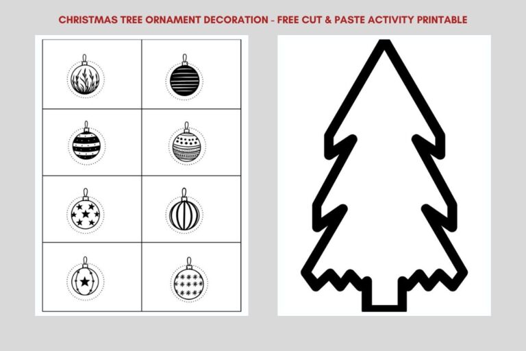 Christmas Tree Ornaments Color Cut Paste Free Printable