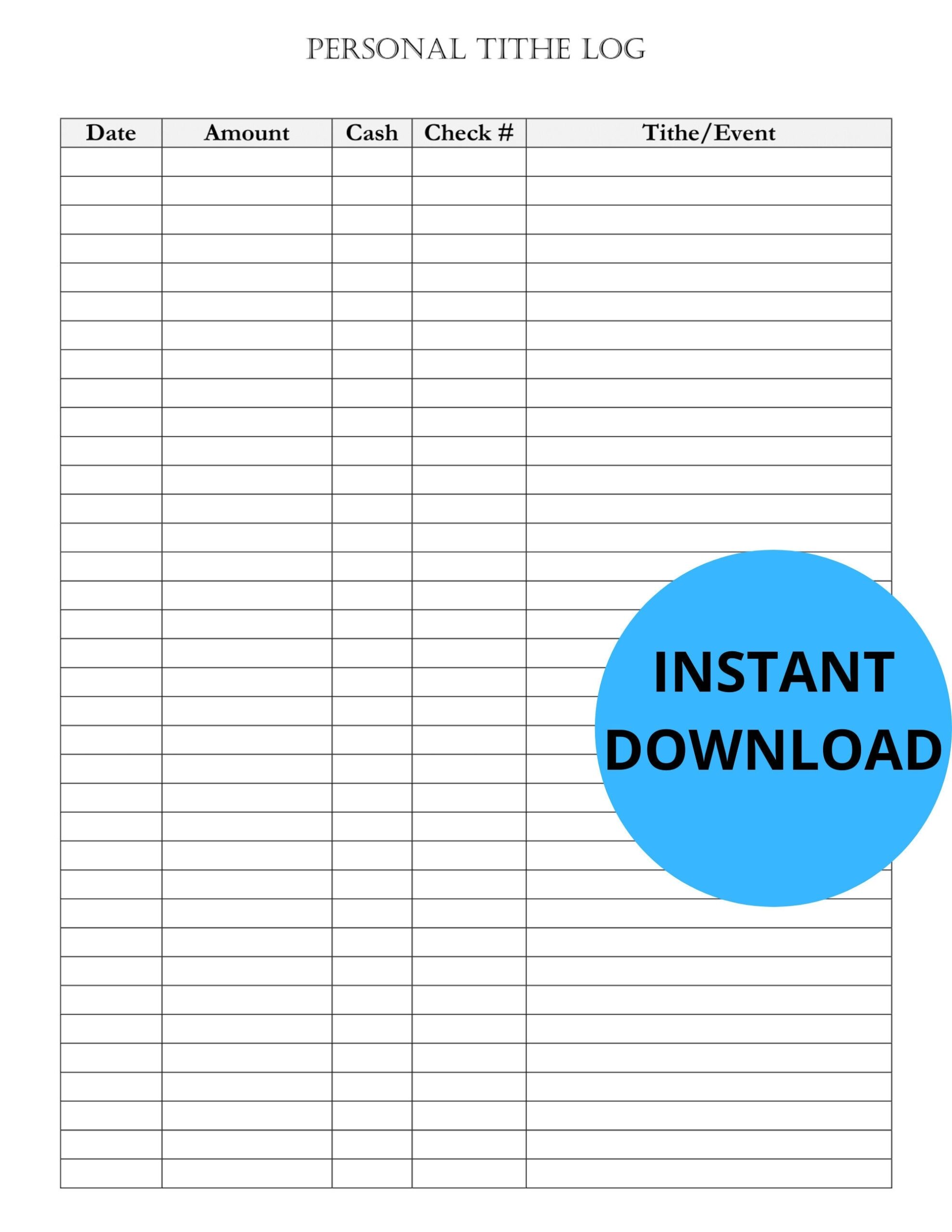 Printable Tithing Chart