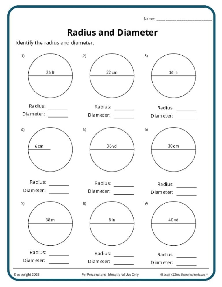 Circles Worksheets K12 Math Worksheets