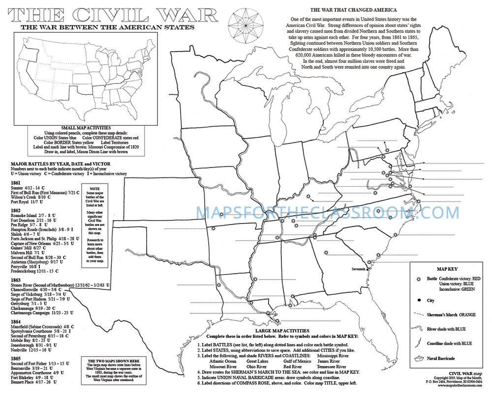 Civil War Map Maps For The Classroom