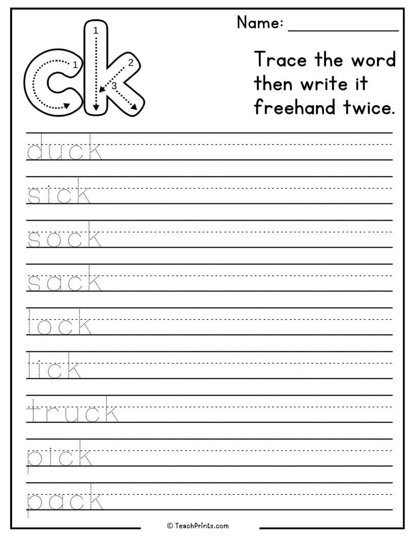 Ck Worksheets Free PDF Printables Teach Prints