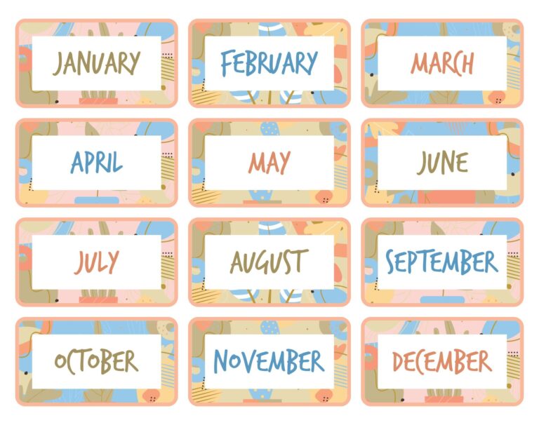 Classroom Calendar Months 10 Free PDF Printables Printablee