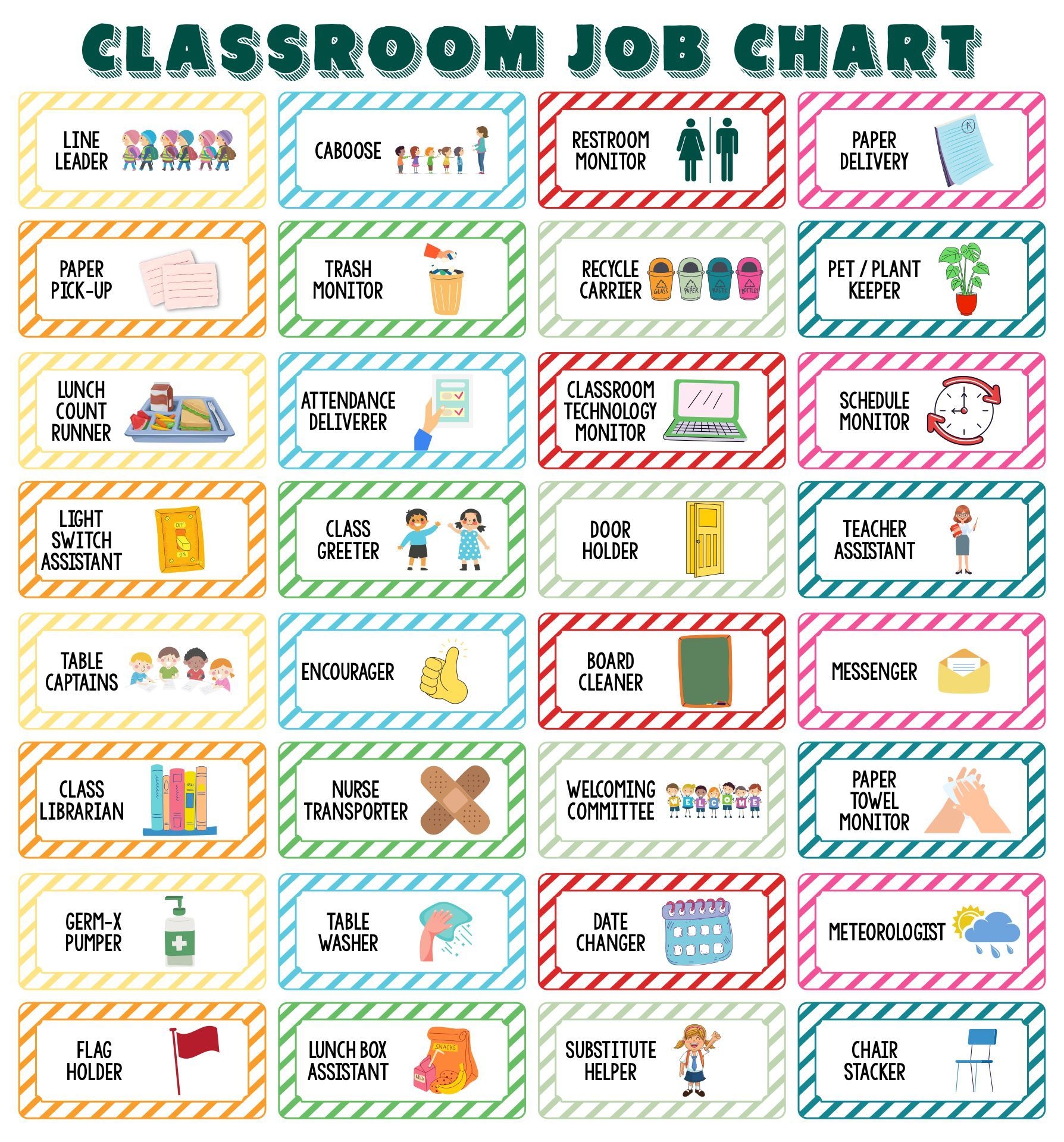 Classroom Job Chart Free Printable Classroom Job Chart Free Printable