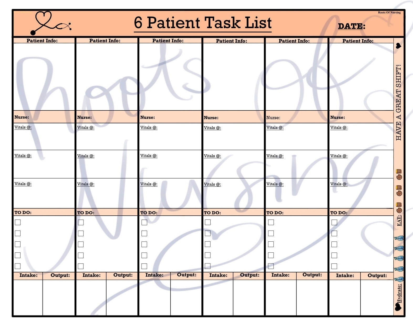 Free Printable Cna Daily Assignment Sheets
