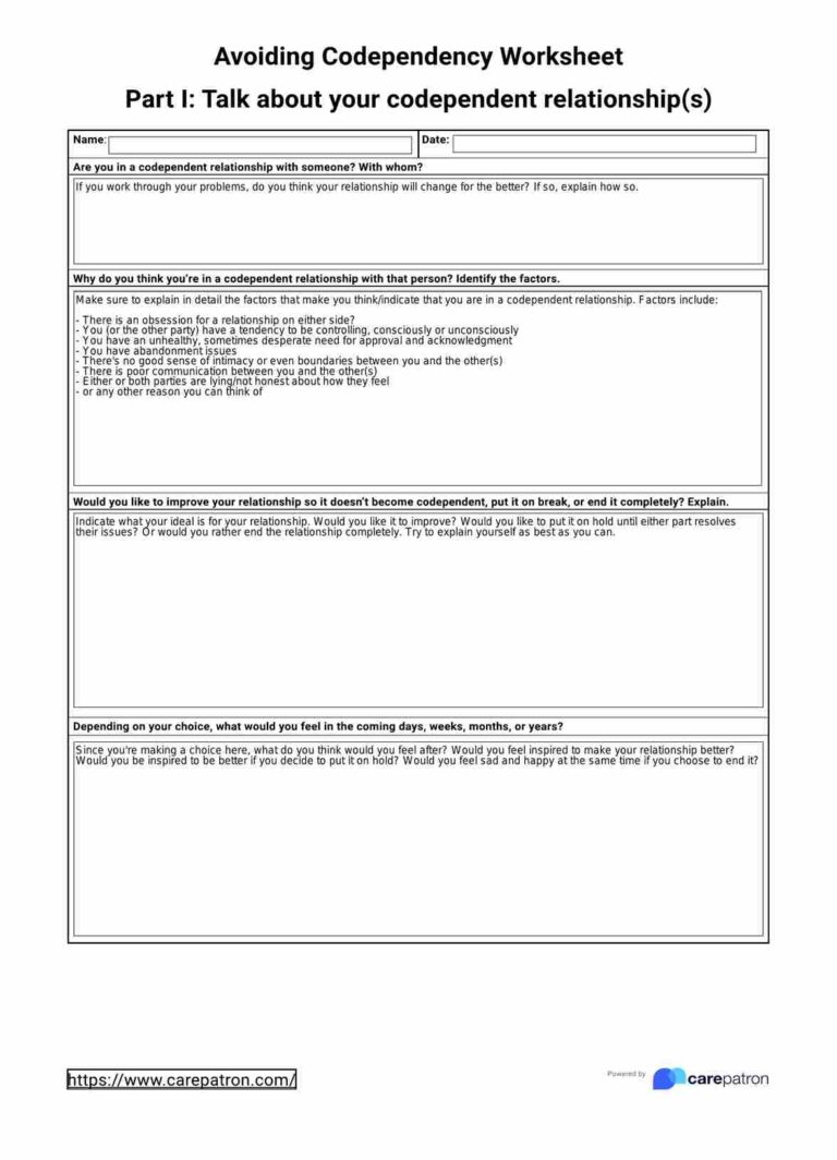 Codependency Worksheets