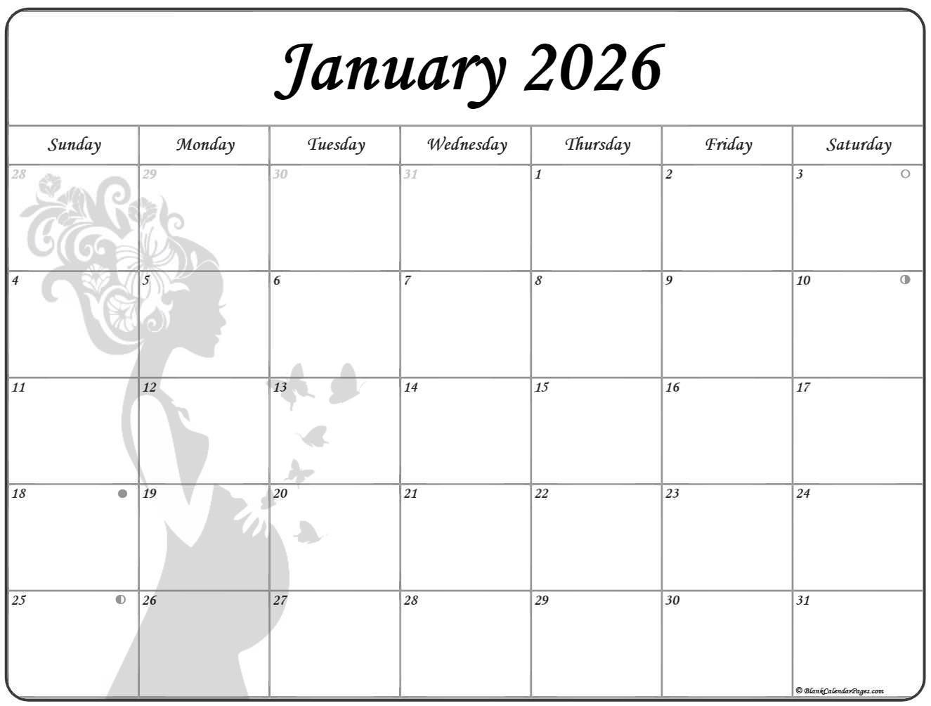 2026 January Calendar Printable