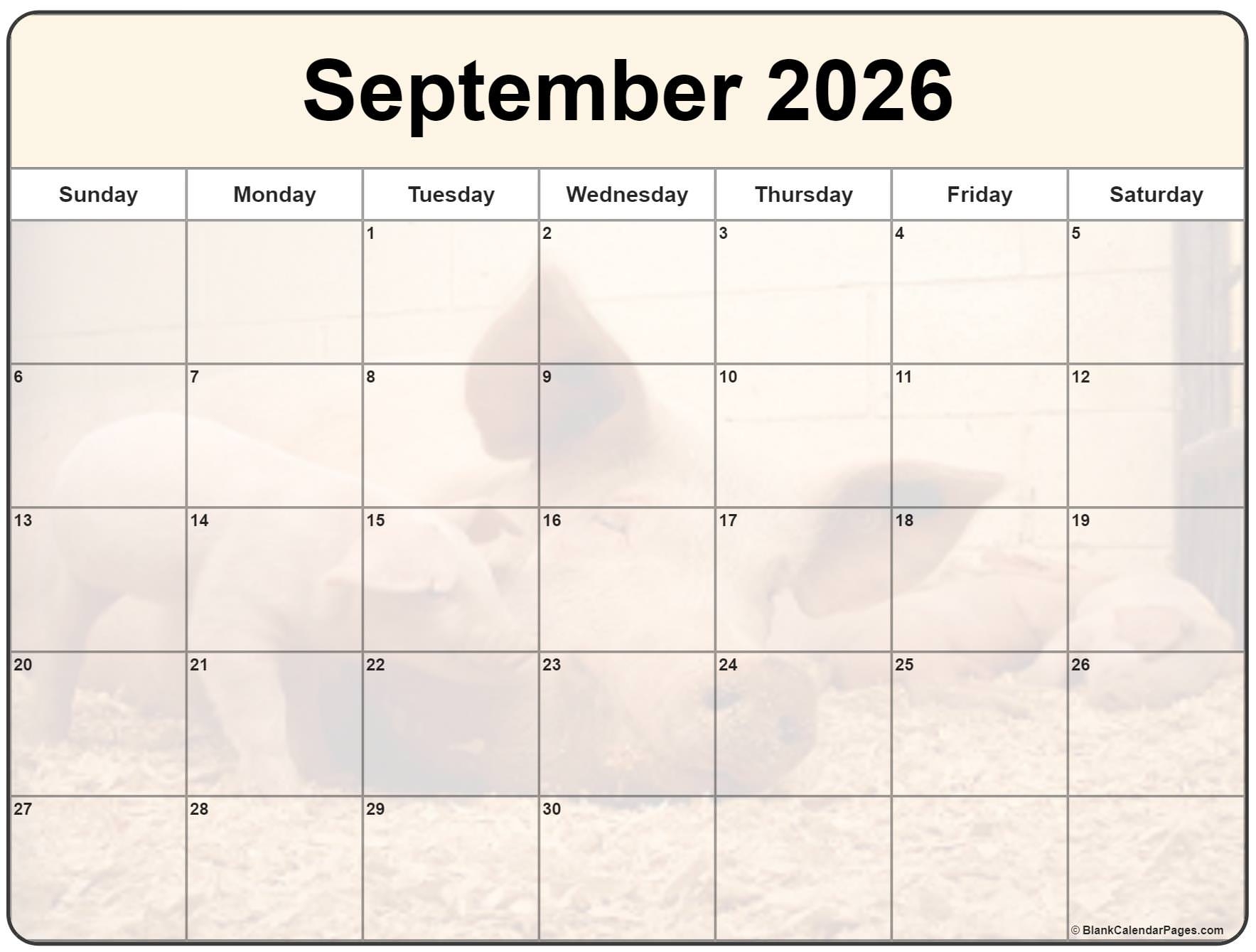 Collection Of September 2026 Photo Calendars With Image Filters 