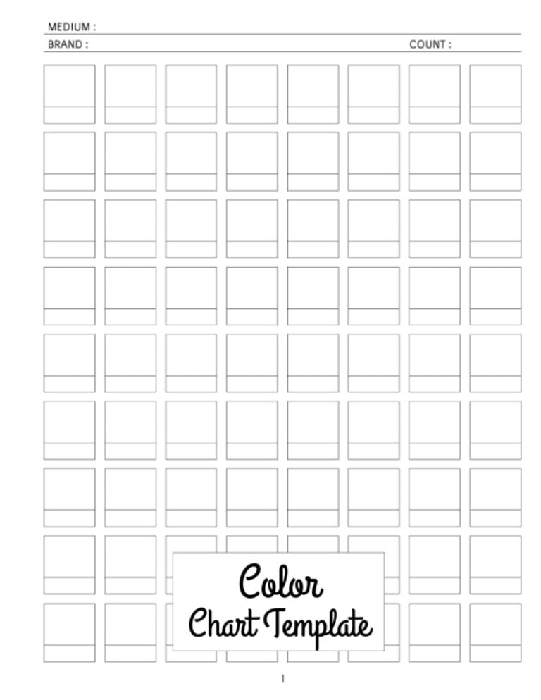Color Chart Template 72 Swatches Per Page For Record 3600 Different Colors With Page Numbers And Table Of Contents Sharker Tabina Amazon de B cher