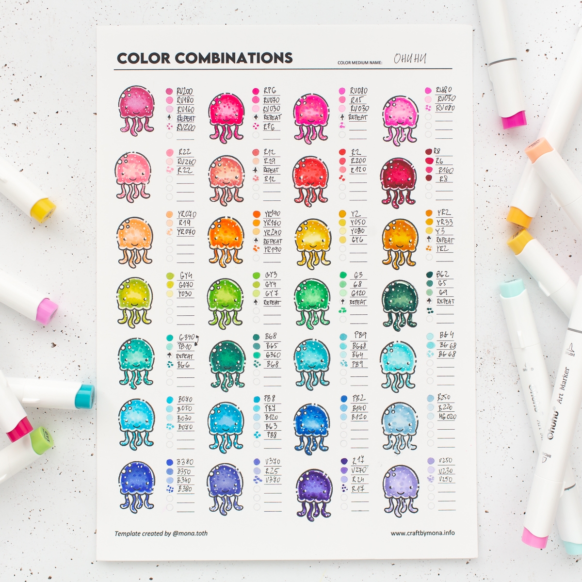 Ohuhu Color Chart Printable