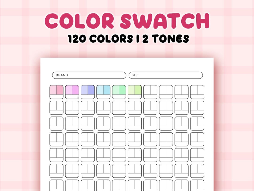 Color Swatch Chart Printable Blank Color Swatches Sheets PDF Alcohol Markers Blank Color Chart Printable 120 Color Test Etsy