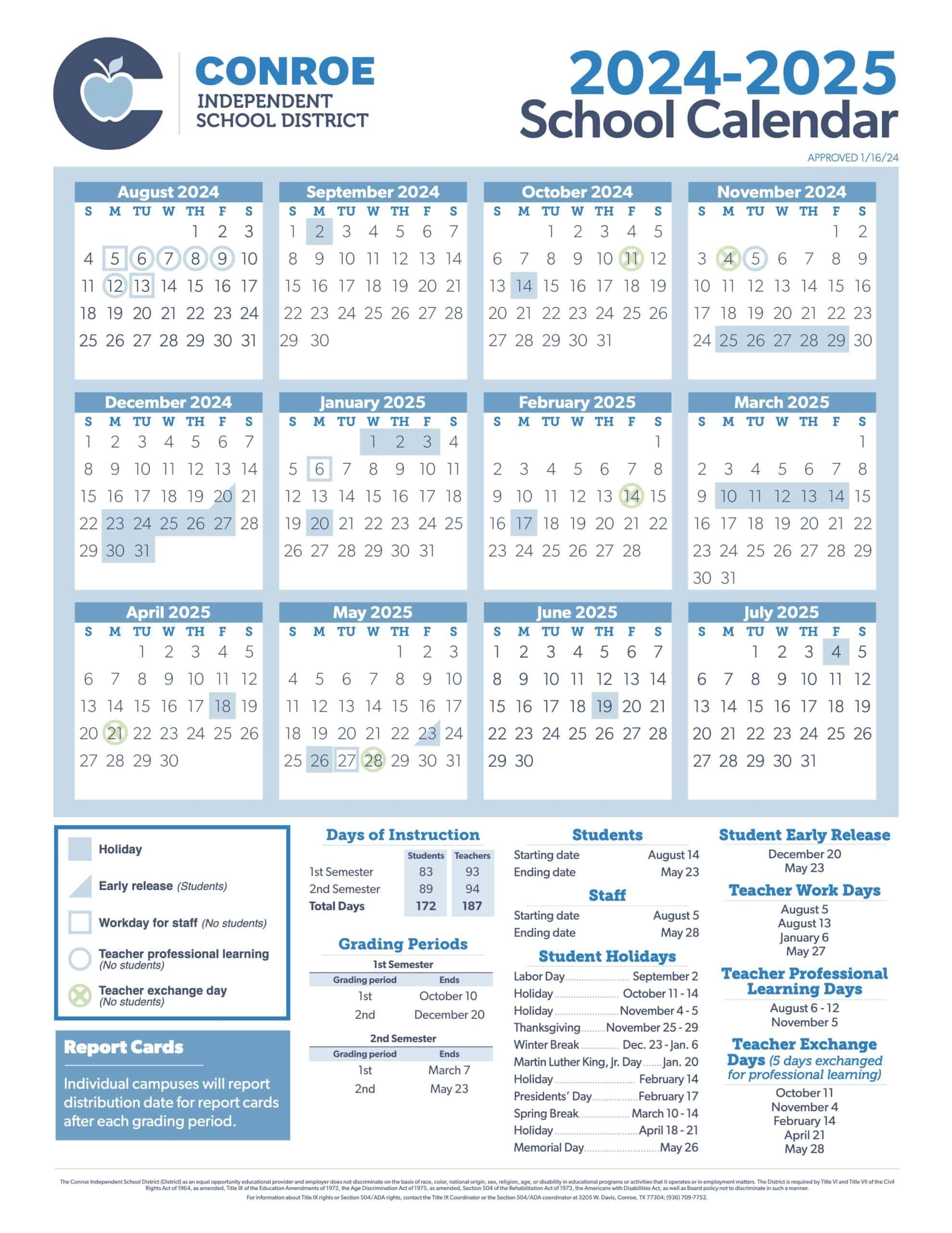 Conroe ISD Board Of Trustees Approve School Calendars For 2024 25 2025 26 Hello Woodlands