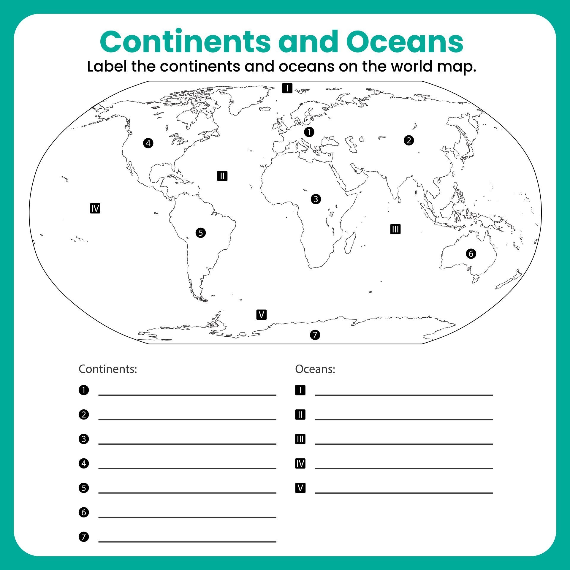 Continents And Oceans Map 10 Free PDF Printables Printablee