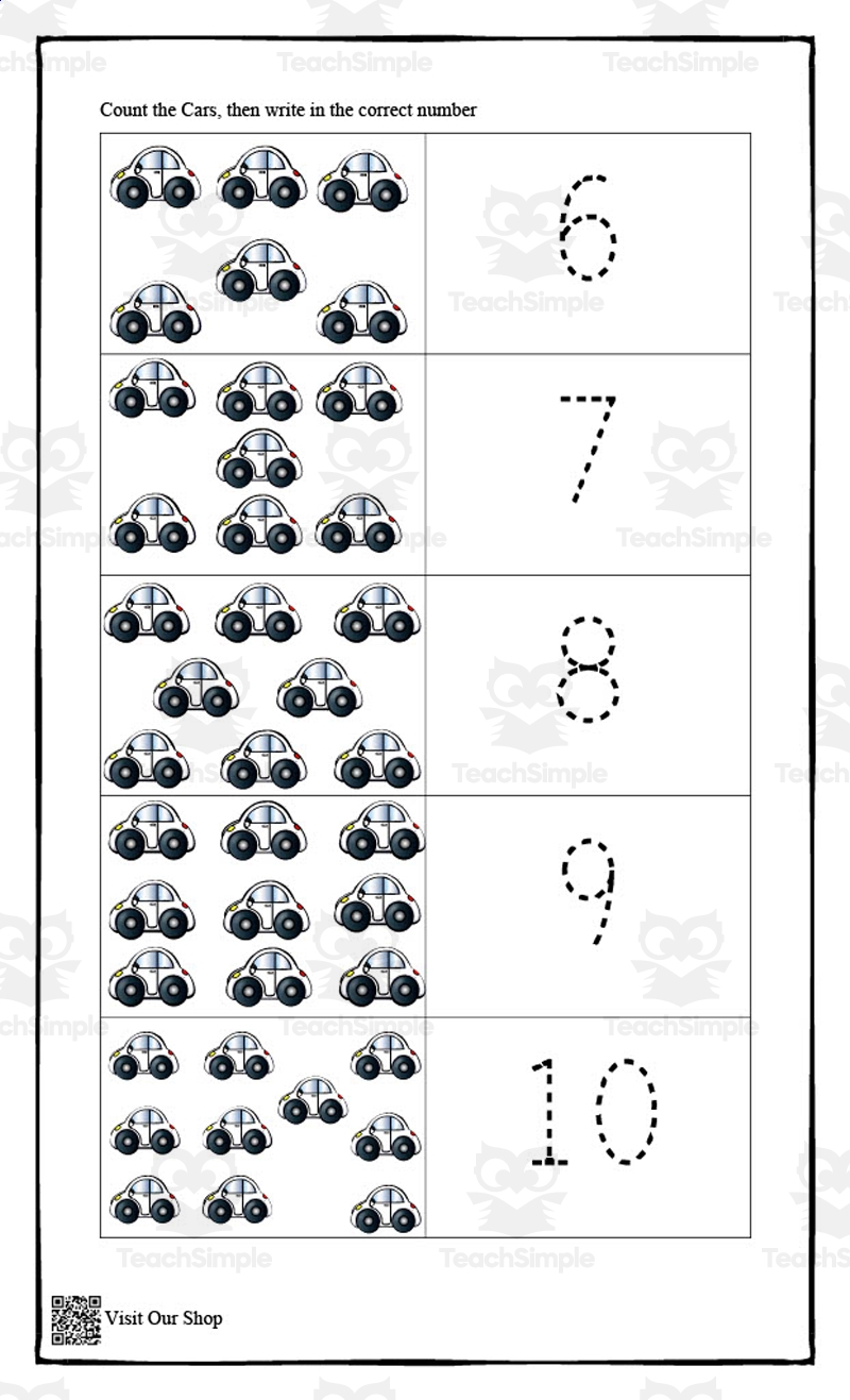 Counting Cars 1 20 Printable By Teach Simple