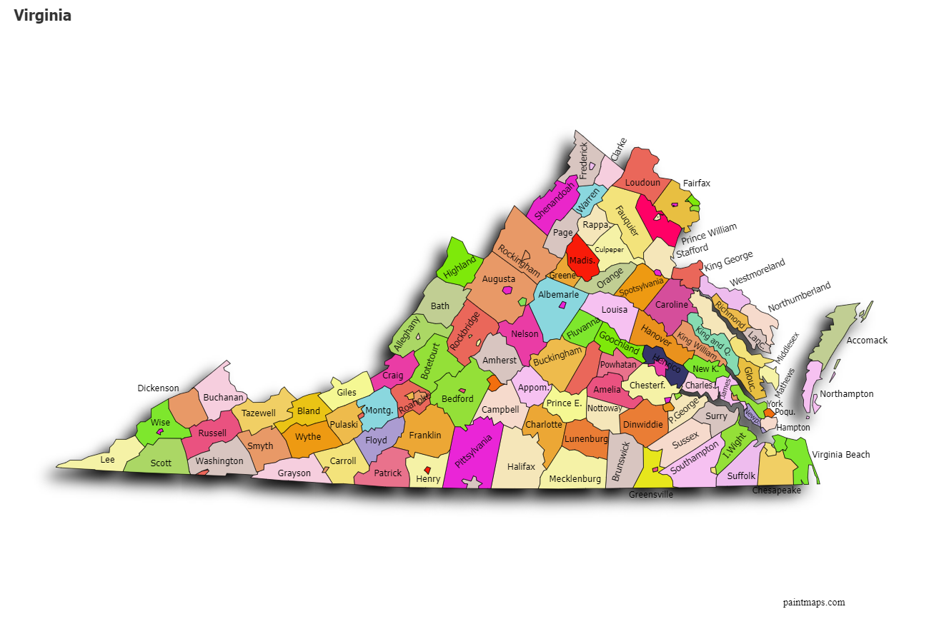 Create Custom Virginia Map Chart With Online Free Map Maker 