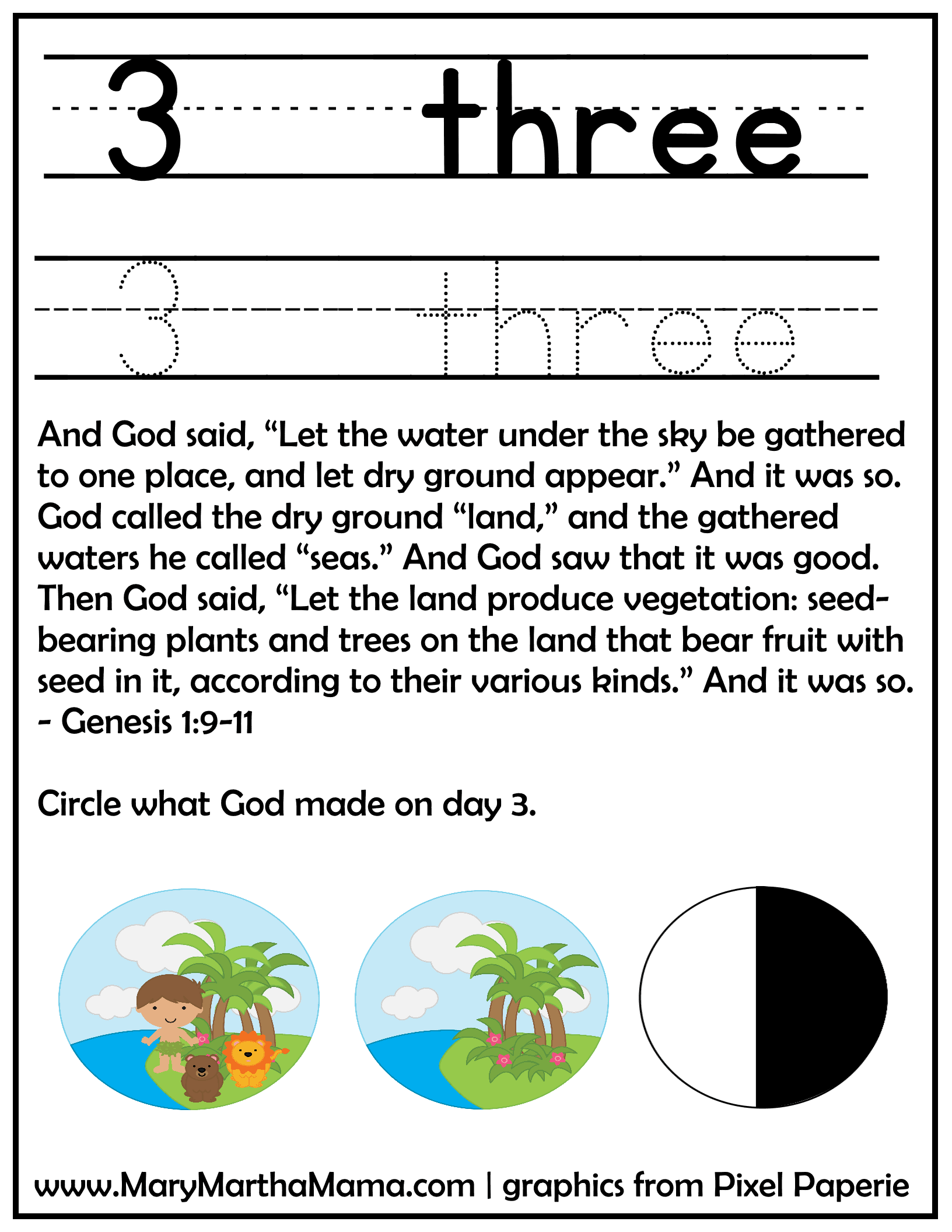 Creation Printable Activity Sheets