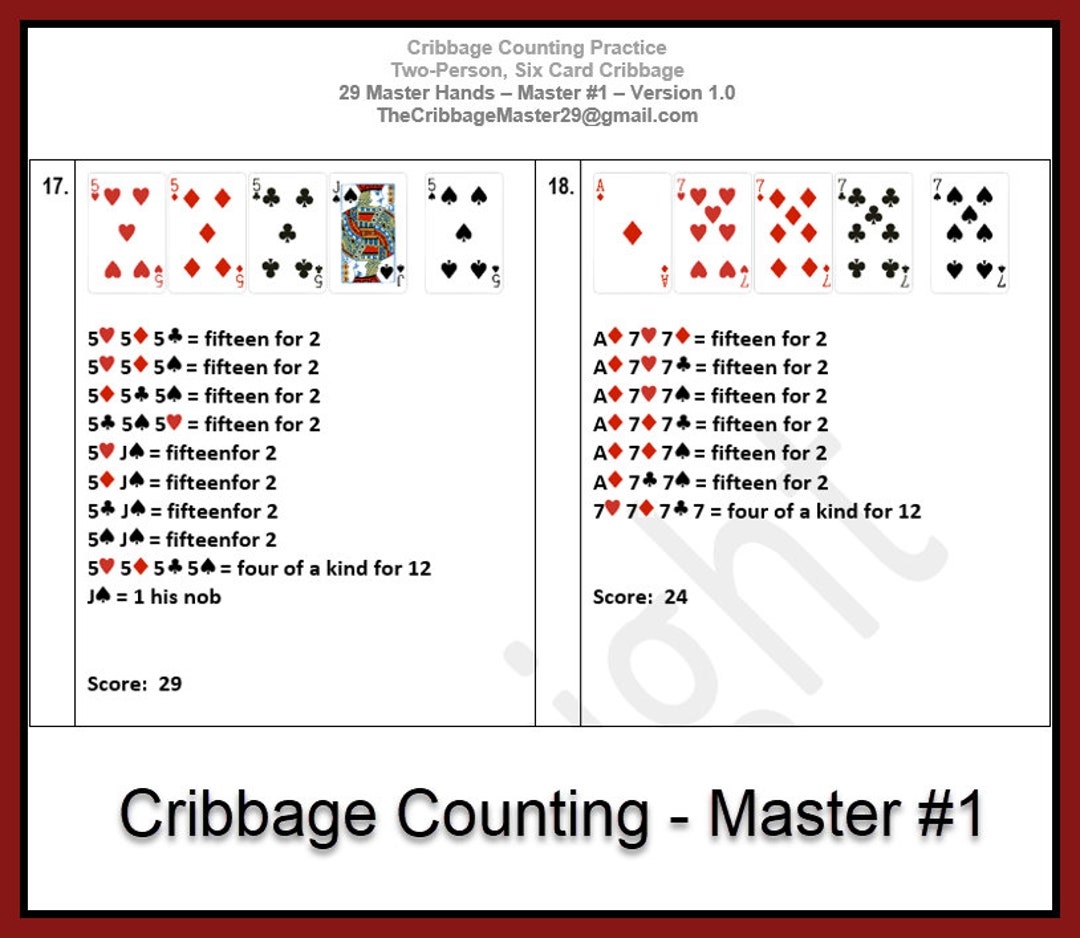 Cribbage Counting MASTER Practice MASTER Cribbage Hands Etsy Cribbage Counting MASTER Practice MASTER Cribbage Hands Etsy