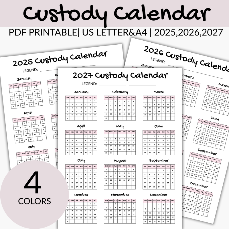 Custody Calendar Year At A Glance INSTANT DOWNLOAD 