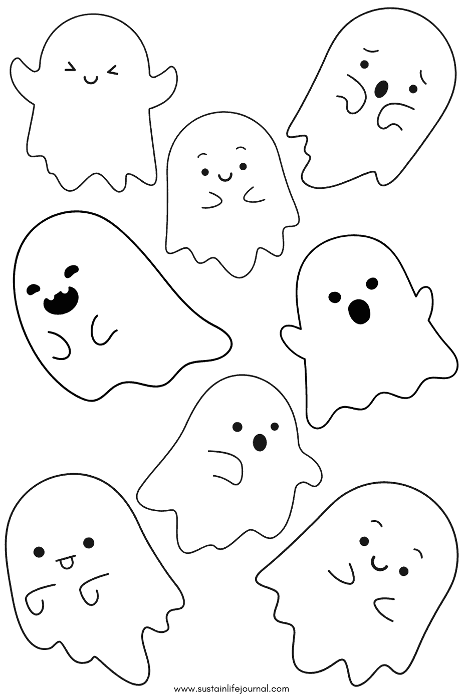 Cute Ghost Printable Coloring Page Sustain Life Journal