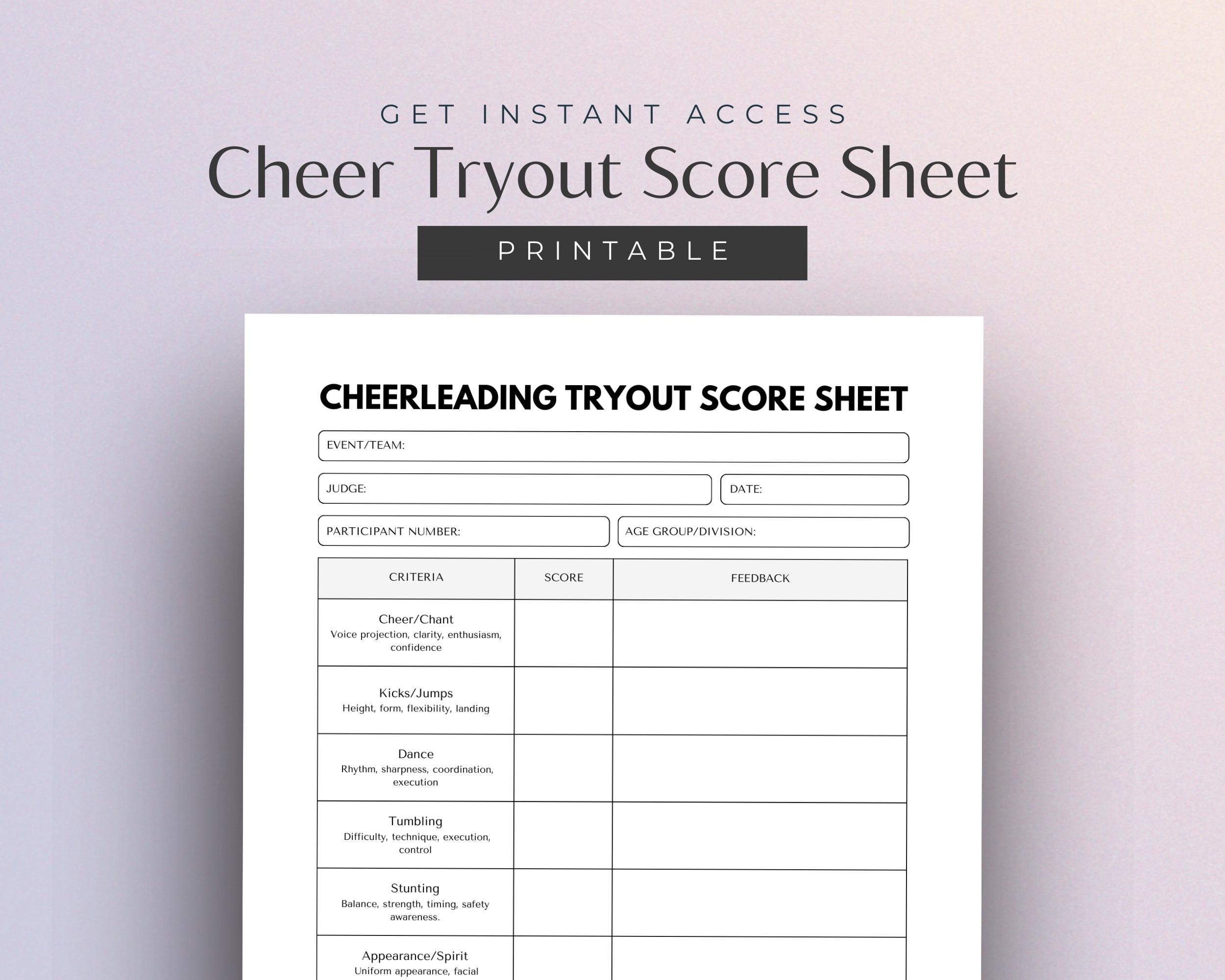Dance Score Sheet Template Etsy