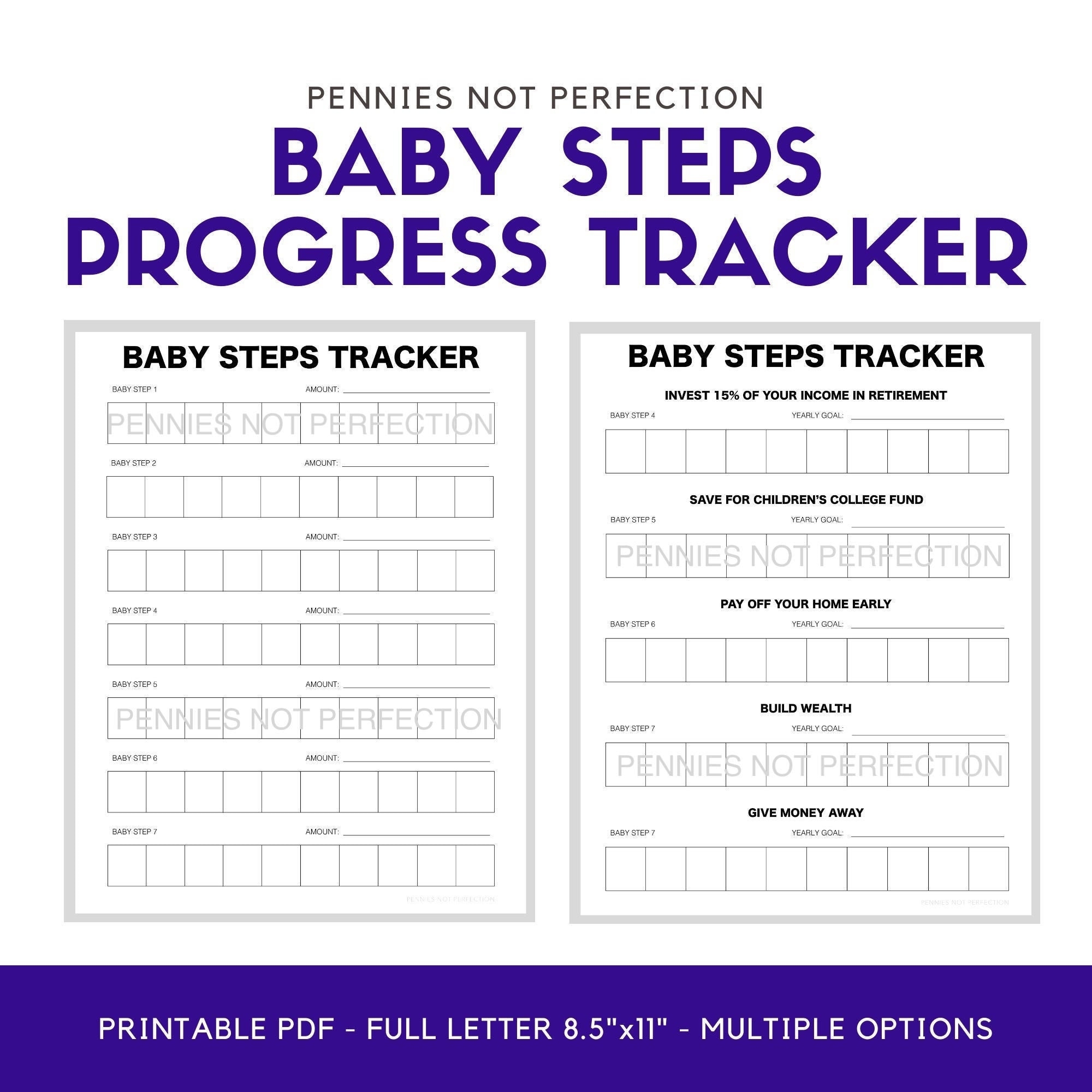 Debt Free Baby Steps Tracker Dave Ramsey Baby Steps 1 7 Printable PDF Etsy