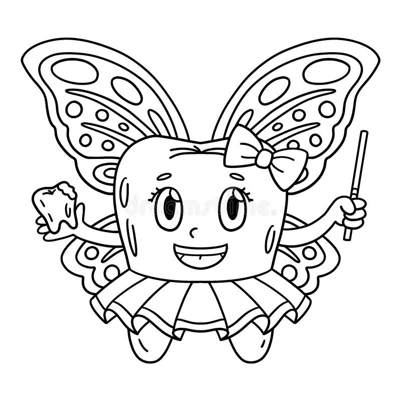 Dental Care Tooth As Fairy Isolated Coloring Page Stock Vector Illustration Of Graphic Teeth 307993430