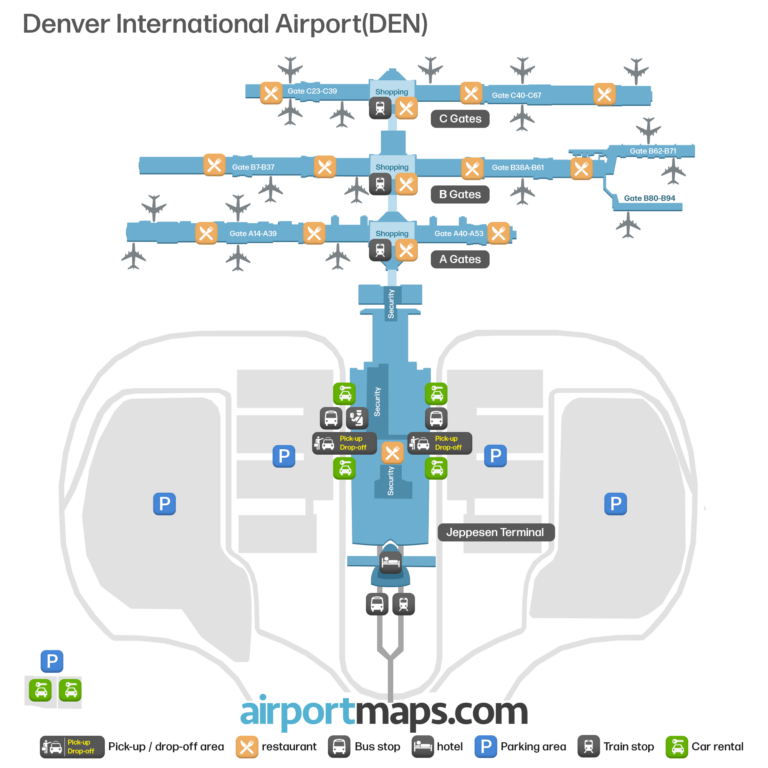 Denver International Airport Map Terminals And Gates Airportmaps
