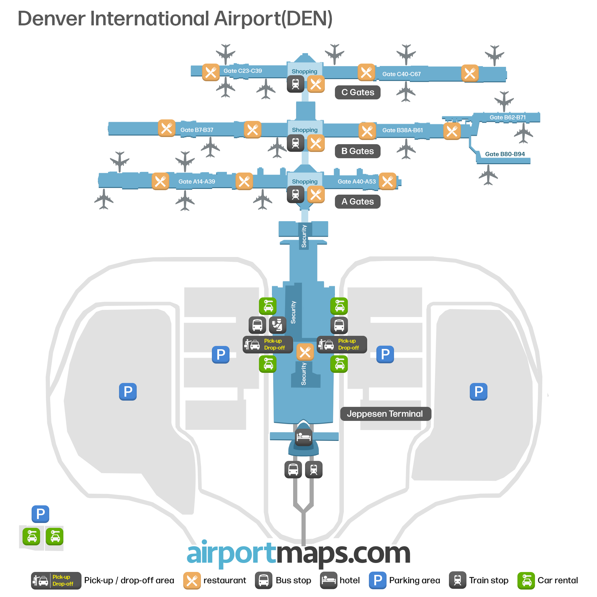 Denver International Airport Map Terminals And Gates Airportmaps