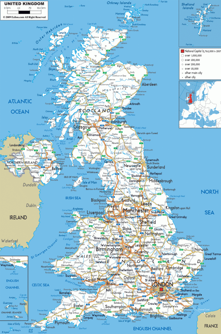 Detailed Large Road Map Of United Kingdom Ezilon Maps