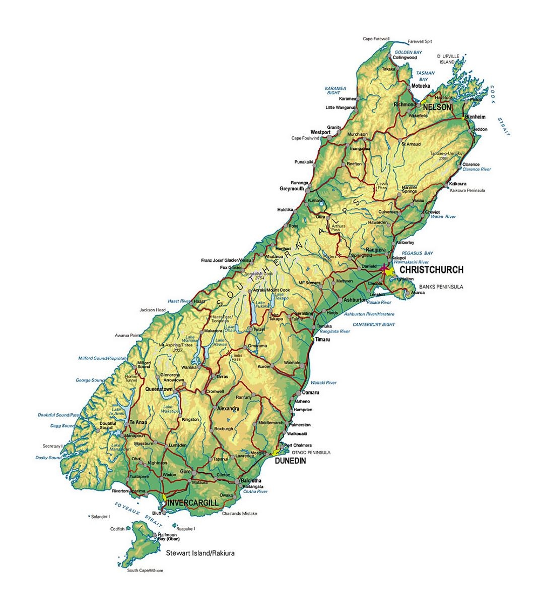 Detailed Map Of South Island New Zealand With Other Marks New Zealand Oceania Mapsland Maps Of The World