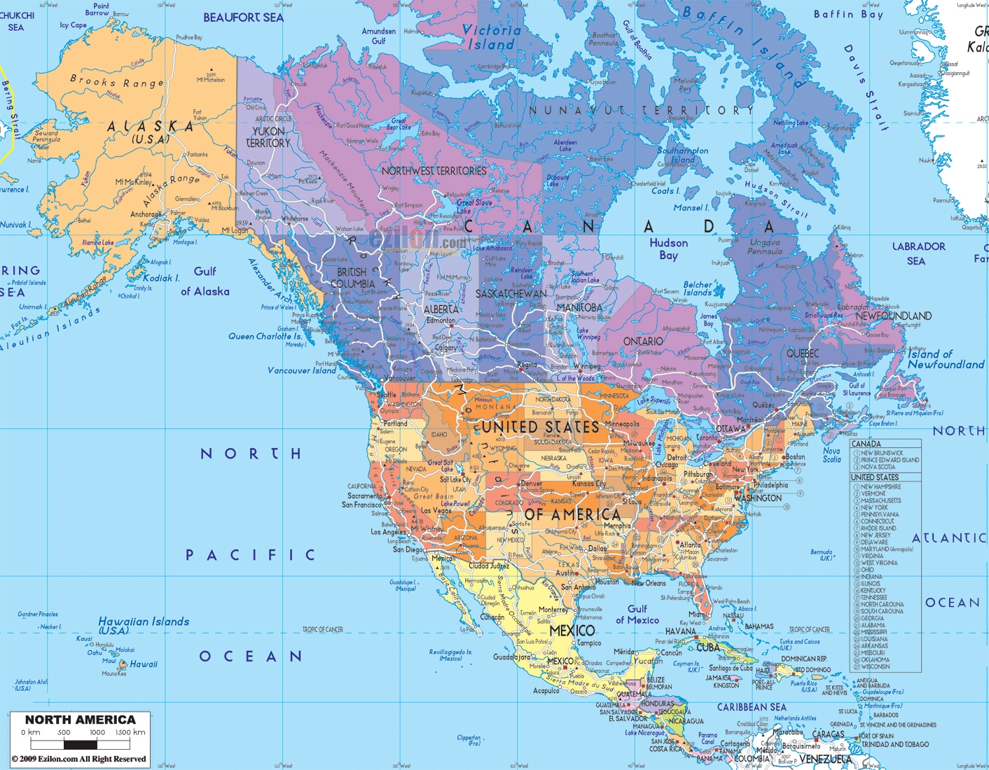 Free Printable Maps Of North America