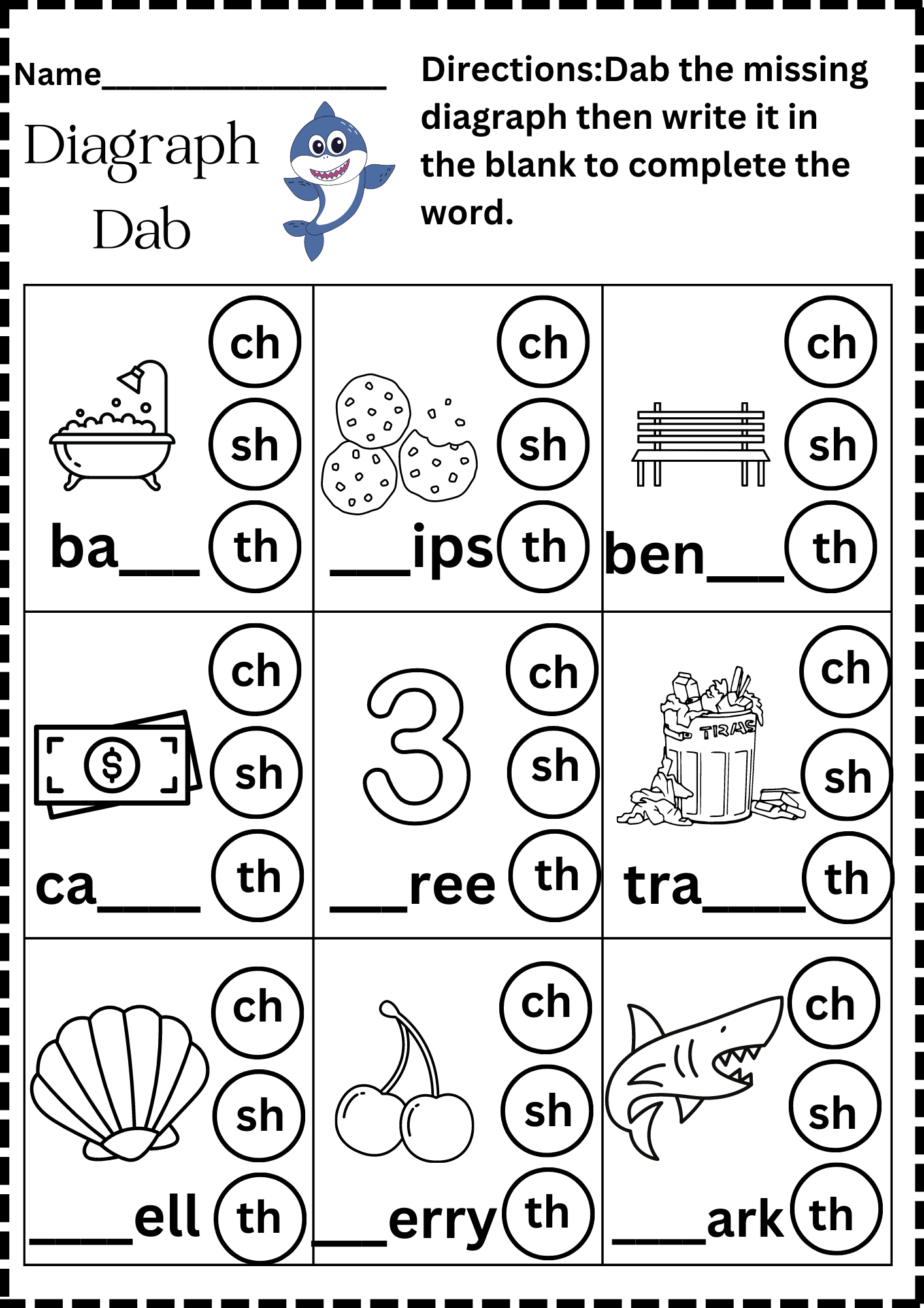 Free Printable Digraph Worksheets For Kindergarten