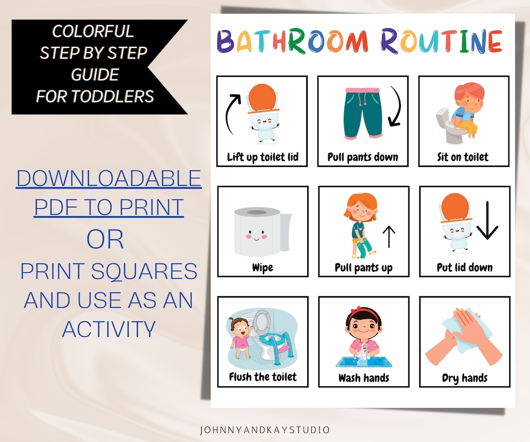 DIGITAL Bathroom Routine And Potty Training Chart Toilet Training Visual For Kids Printable Etsy
