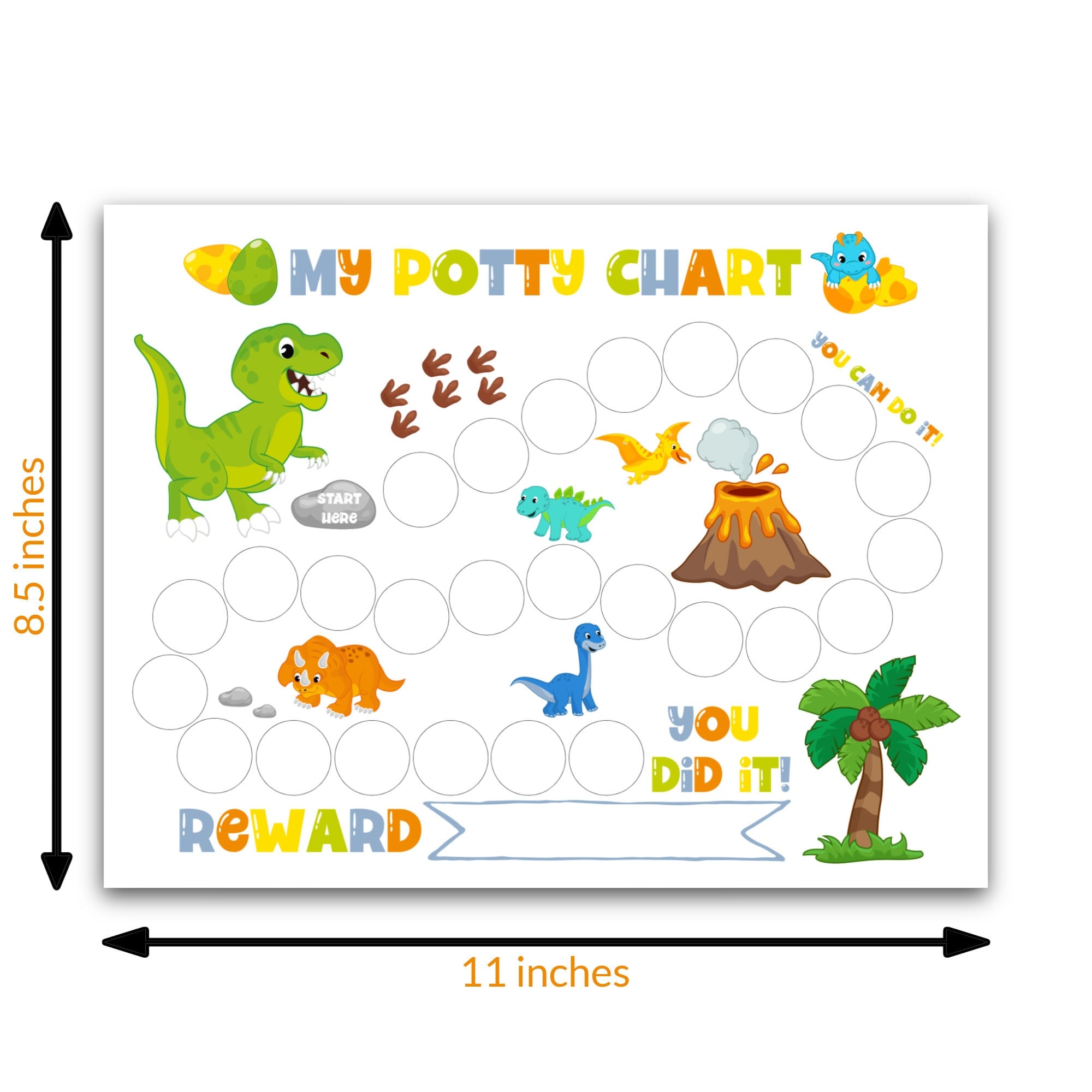 Dinosaur Potty Chart Printable Potty Training Chart Boy Sticker Chart Reward Chart Toilet Training Chart Etsy