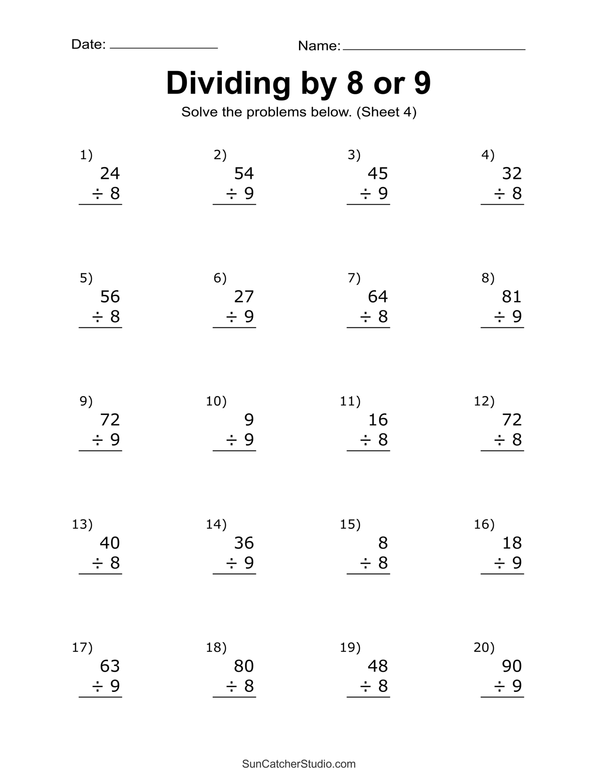 Division Worksheets U0026 Problems Free Printable Math Drills Free 