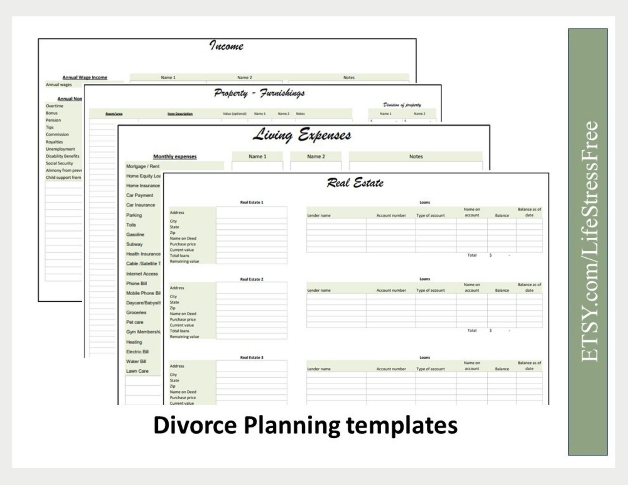Divorce Planner Divorce Spreadsheet Custody Calendar Child Custody Property Division Child Support Coparenting Guide Living Expenses Etsy